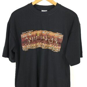 Gooses Australia Aboriginal Art Fishing Catch Graphic T-Shirt Men's XXL Black